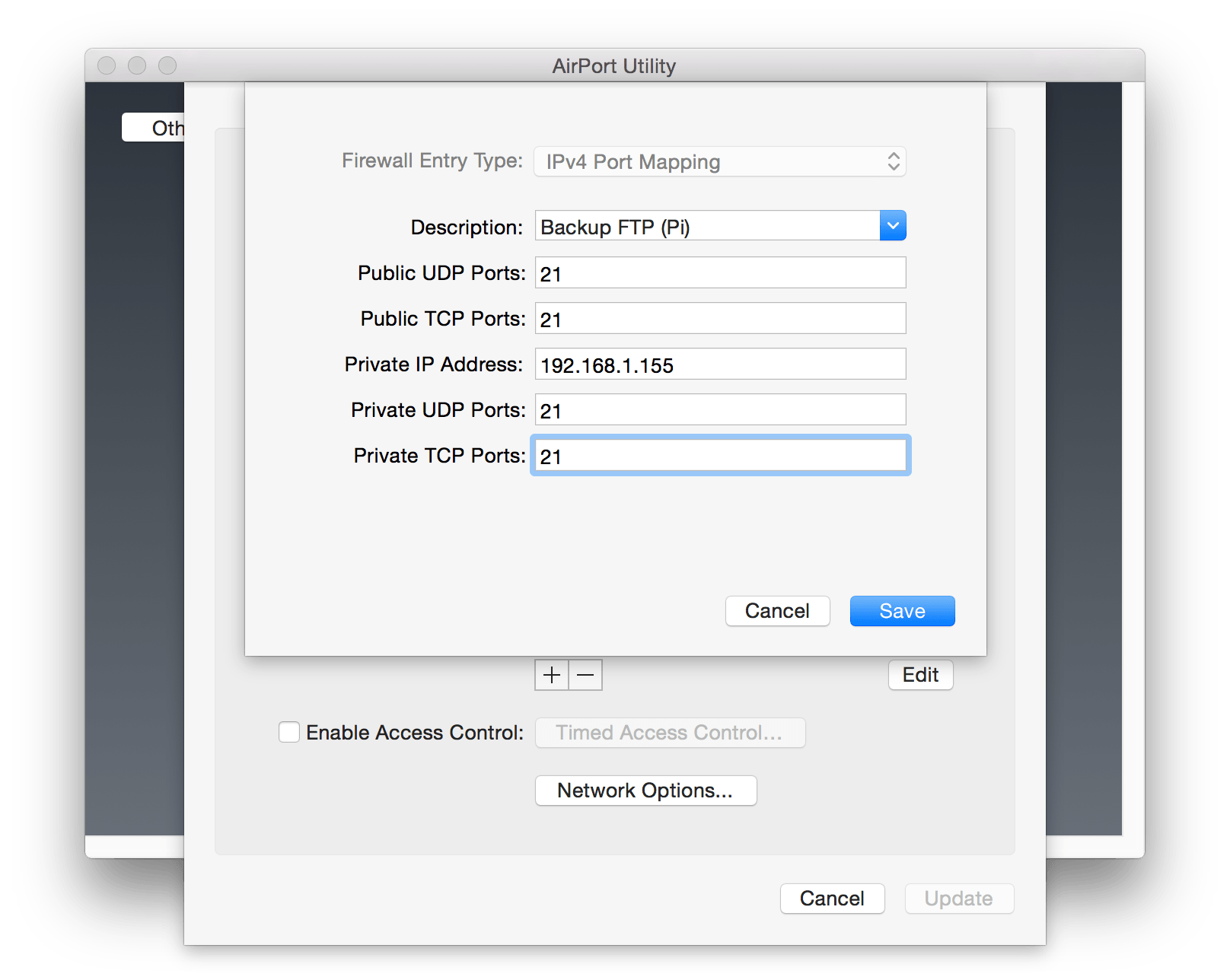 Настройка Port Mapping на Airport Extreme