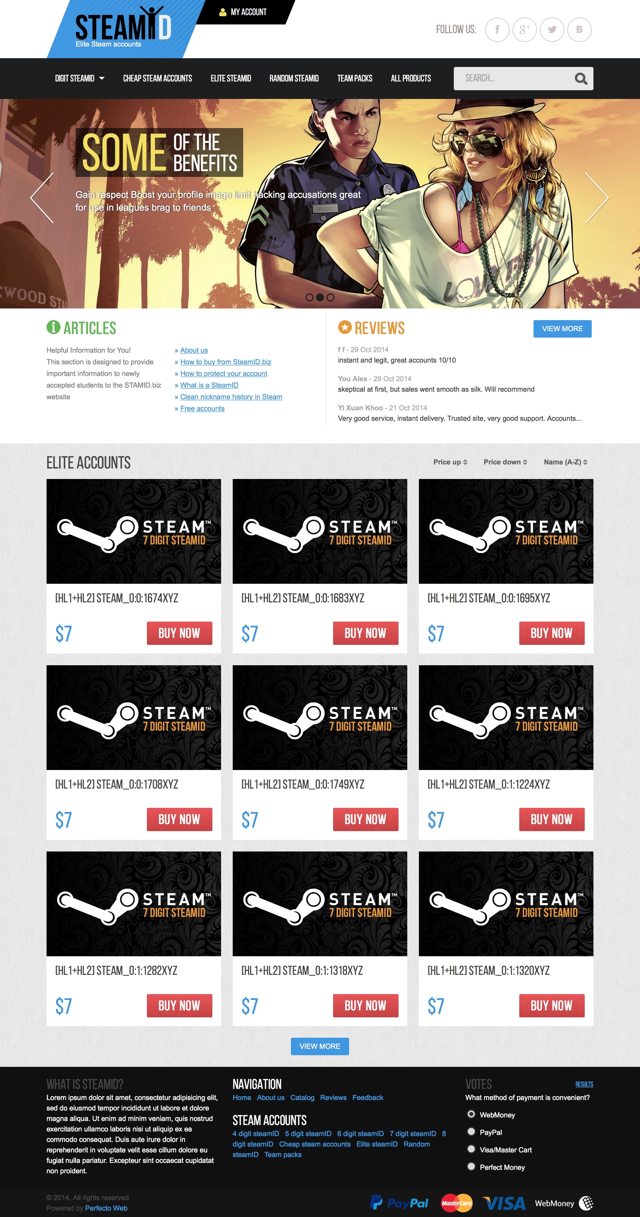 SteamAccs - Продажа 3-8 значных аккаунтов №1- Главная страница