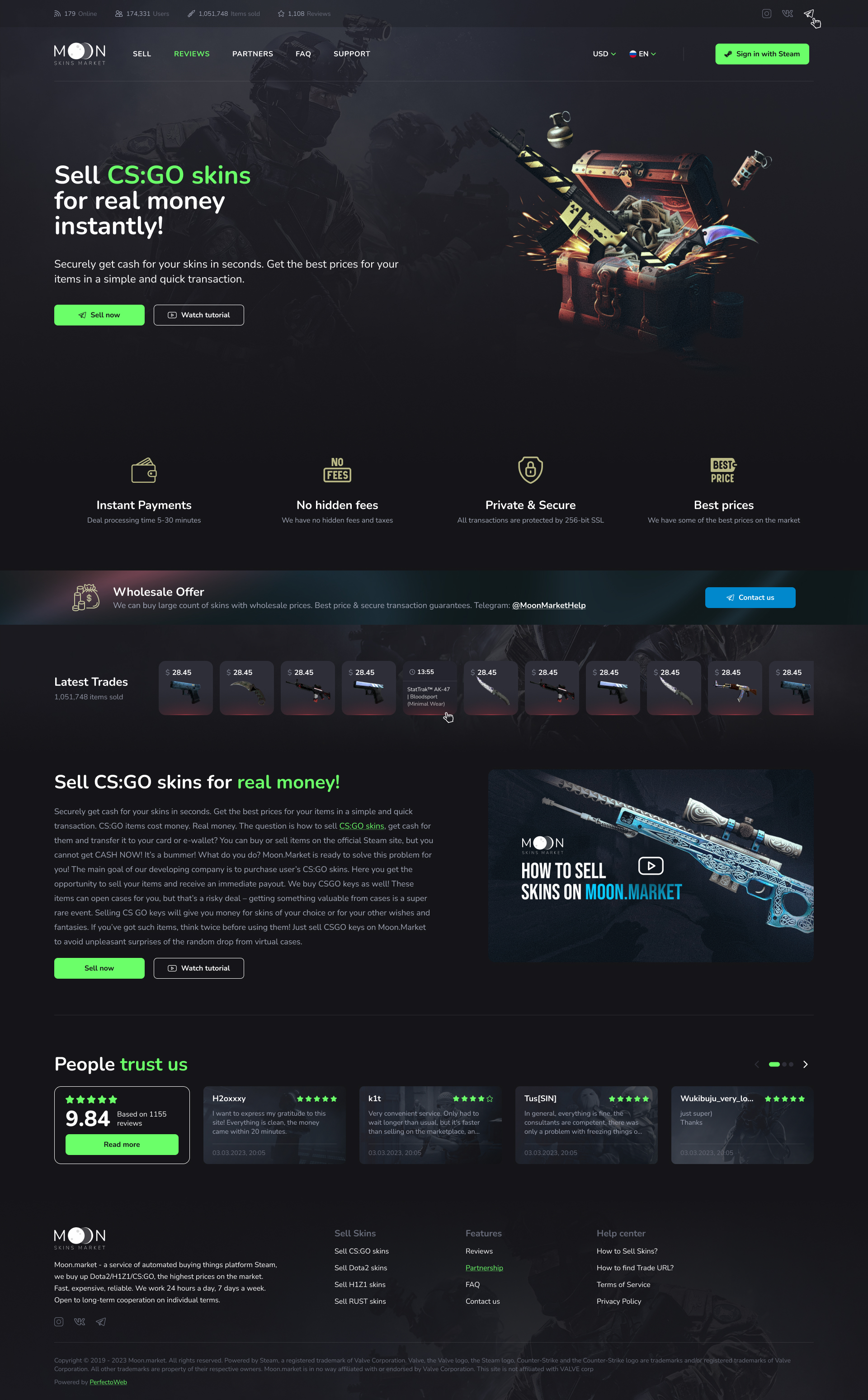 Moon Market - Gambling items marketplace (redesign) №1- Main page
